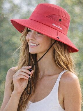 Rose Wide Brim Sun Hat UPF 50+ | Adjustable Boonie Hat Outdoor Hiking Beach NEW